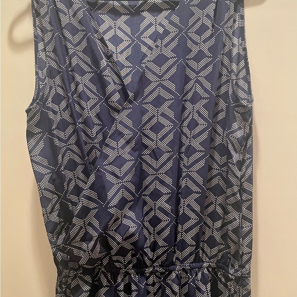Rebecca Minkoff Mara jumpsuit in blue geometric silk print